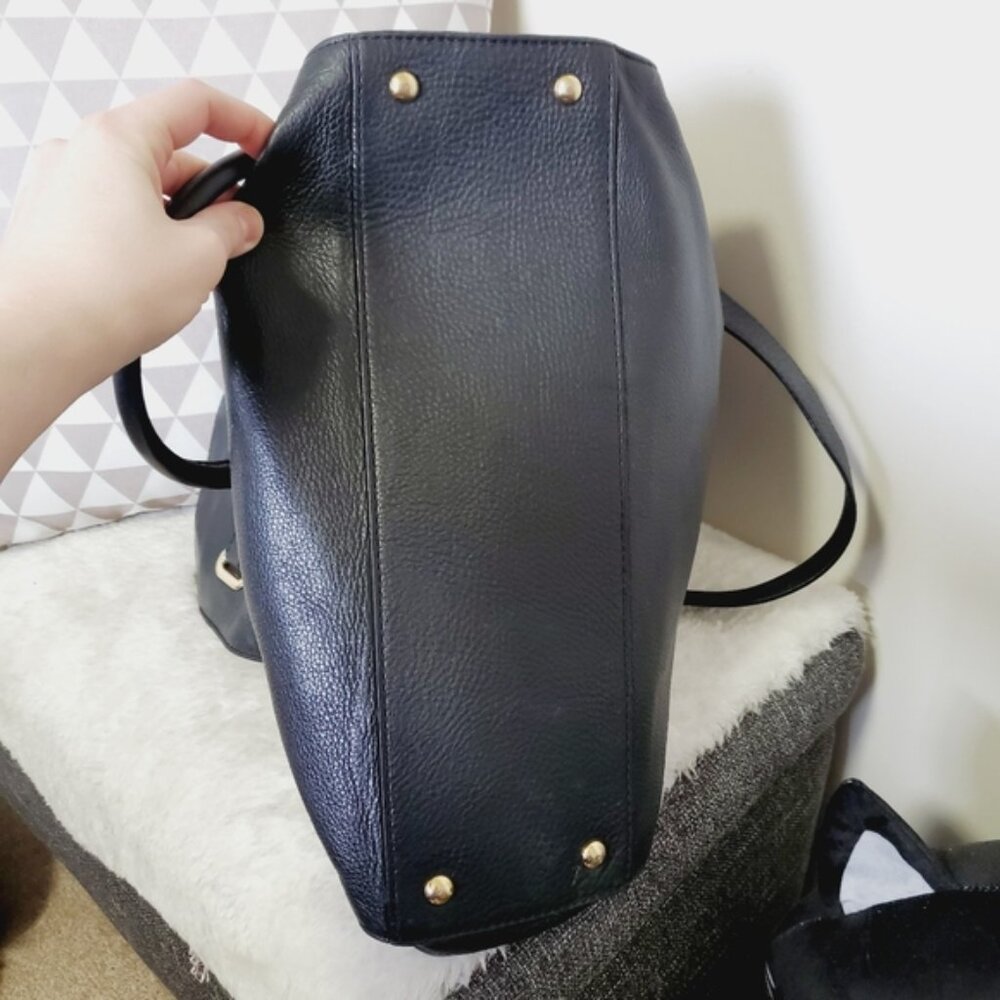 Michael Kors Satchel East West Hamilton Black Pebble Leather Bag Crossbody Strap - Picture 5 of 9